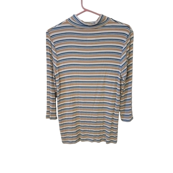 2/$25 St.John's Bay Mock Neck LS Tees Striped Tie Side Soft Layering 90's Y2K M - Picture 5 of 11